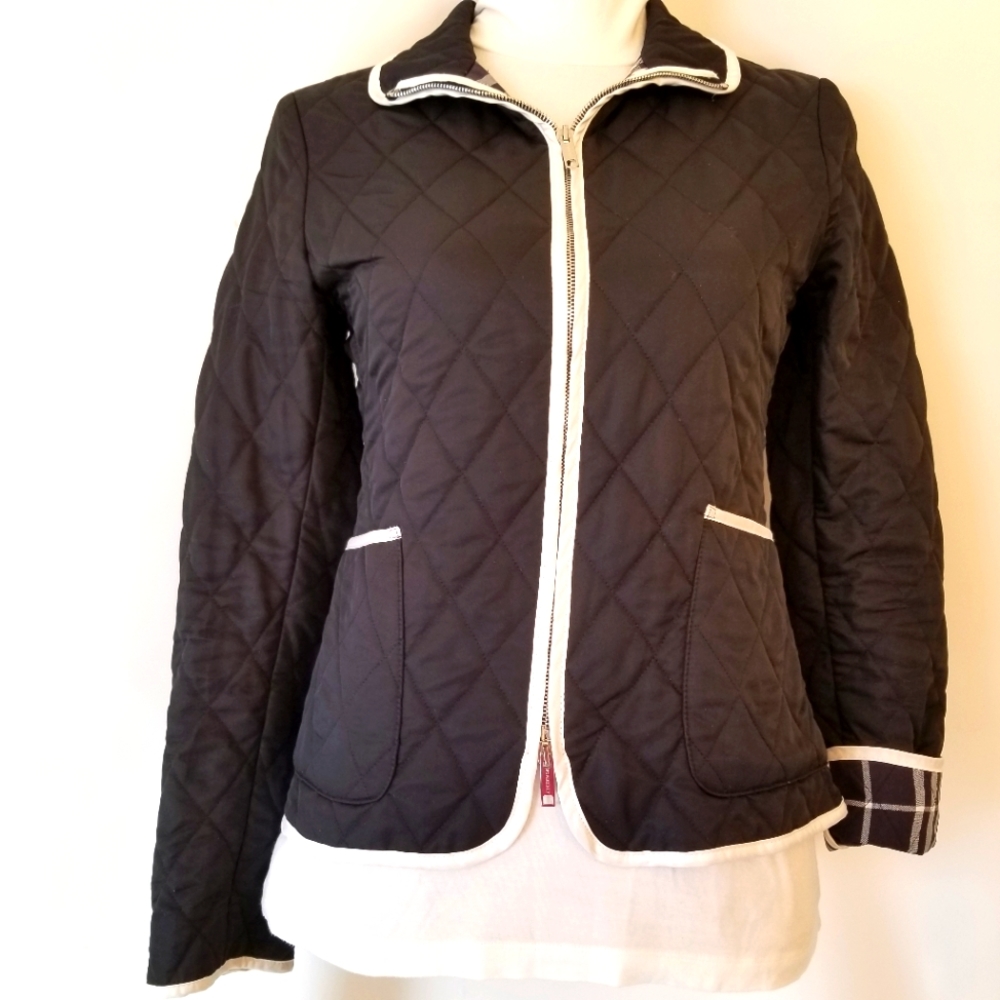 🔻REDUCED❣ ✅#76BR Authentic Burberry Black White Check #Vintage Quilted Coat